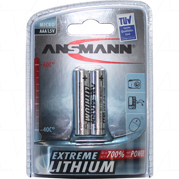 Ansmann 5021013-BP2 AAA Lithium-Iron Disulfide Battery Professional-Grade 1.2Ah Power for High-Drain Electronics (1.5V, 8g)