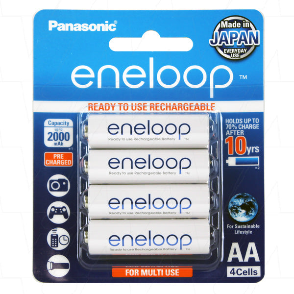 Panasonic BK-3MCCE/4BA Pro-Grade AA NiMH Rechargeable Batteries - 1900mAh, High-Capacity, Low Self-Discharge for Cameras & Devices