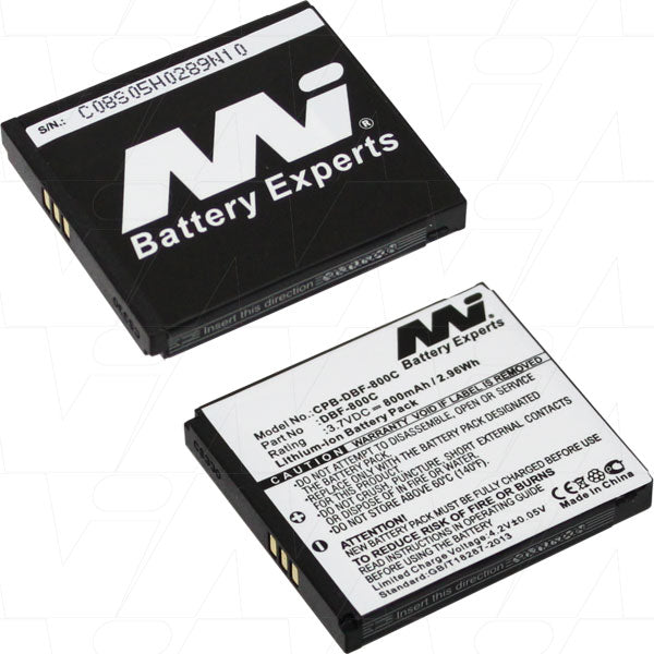 MI Battery Experts CPB-DBF-800C-BP1 800mAh Lithium-Ion Mobile Phone Battery - 3.7V, Ultra-Slim 5.64mm, 19g Lightweight Power for All-Day Use