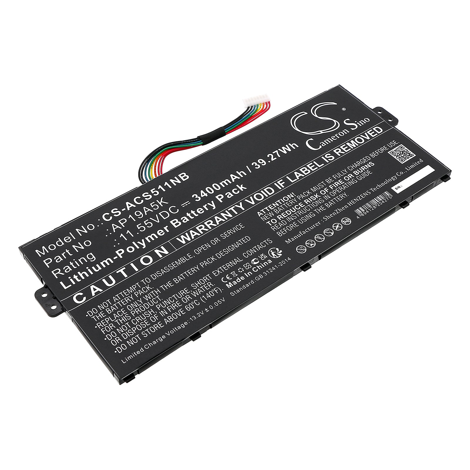 39.27Wh 3400mAh Replacement Battery for Acer Chromebook Spin 511 R752T, Aspire 5 Series Laptop - AP19A5K
