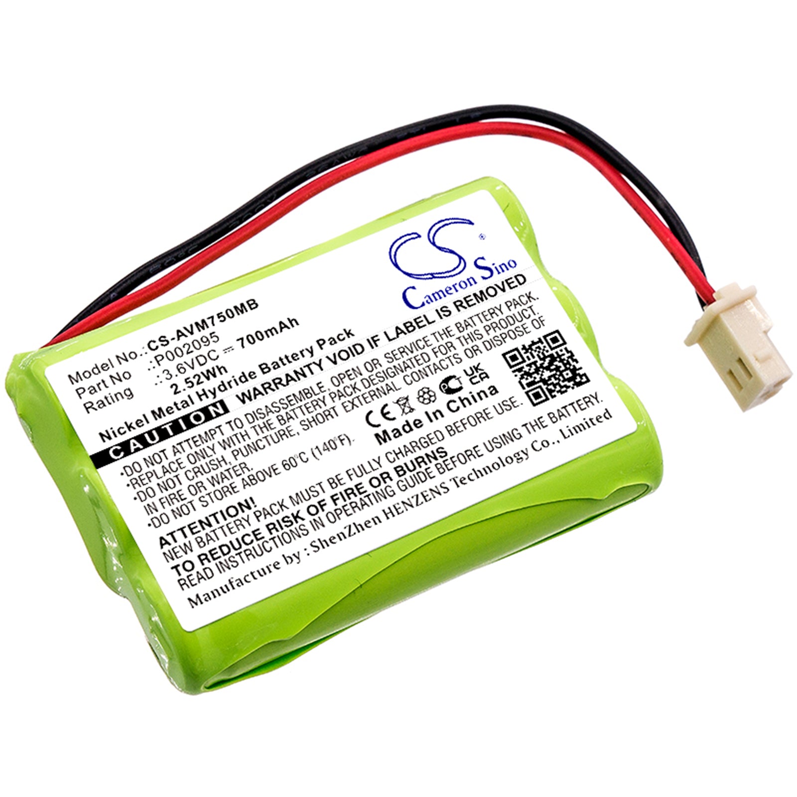700mAh Replacement Battery for Alecto DVM-75 & DVM-75-00 Baby Monitor, 3.6V Ni-MH, P002095
