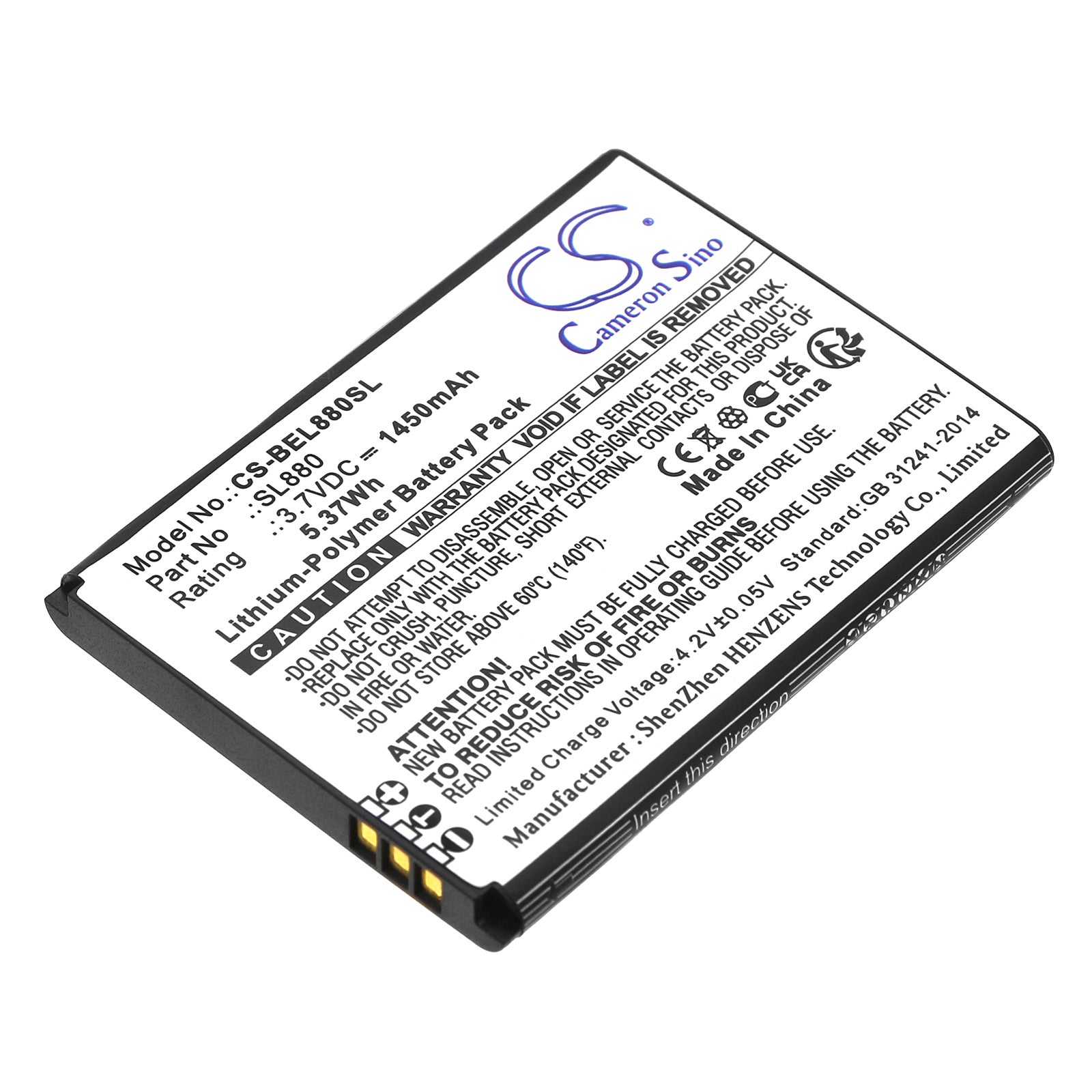 Bea-fon SL800 4G & SL880 Touch Smartphone Replacement Battery - 1450mAh Li-Polymer 3.7V 5.37Wh