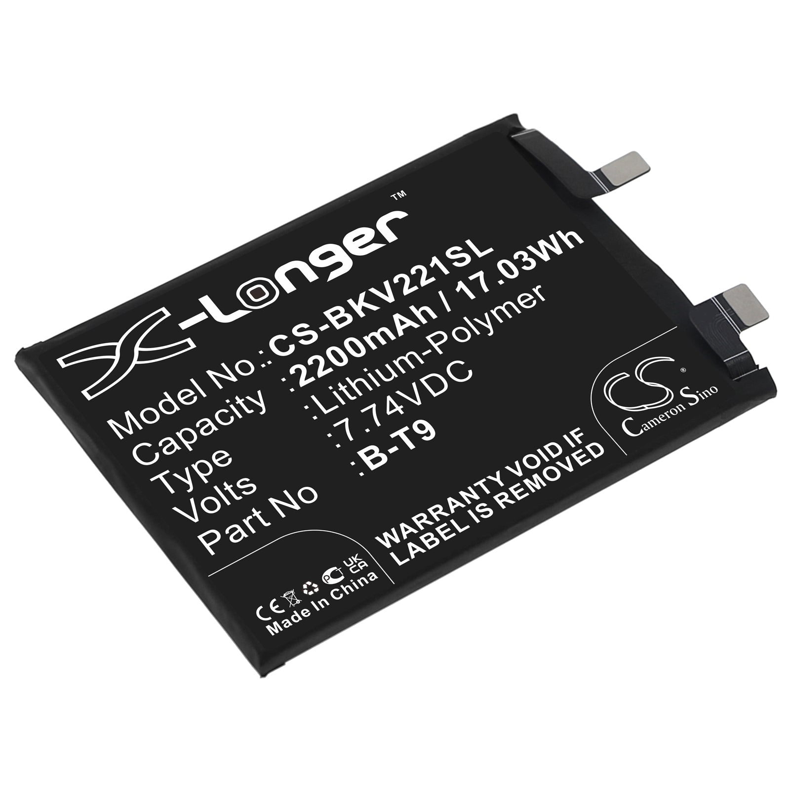2200mAh B-T9 Replacement Battery for VIVO iQOO 10 5G & iQOO 9T Series Phones (7.74V, 17.03Wh)
