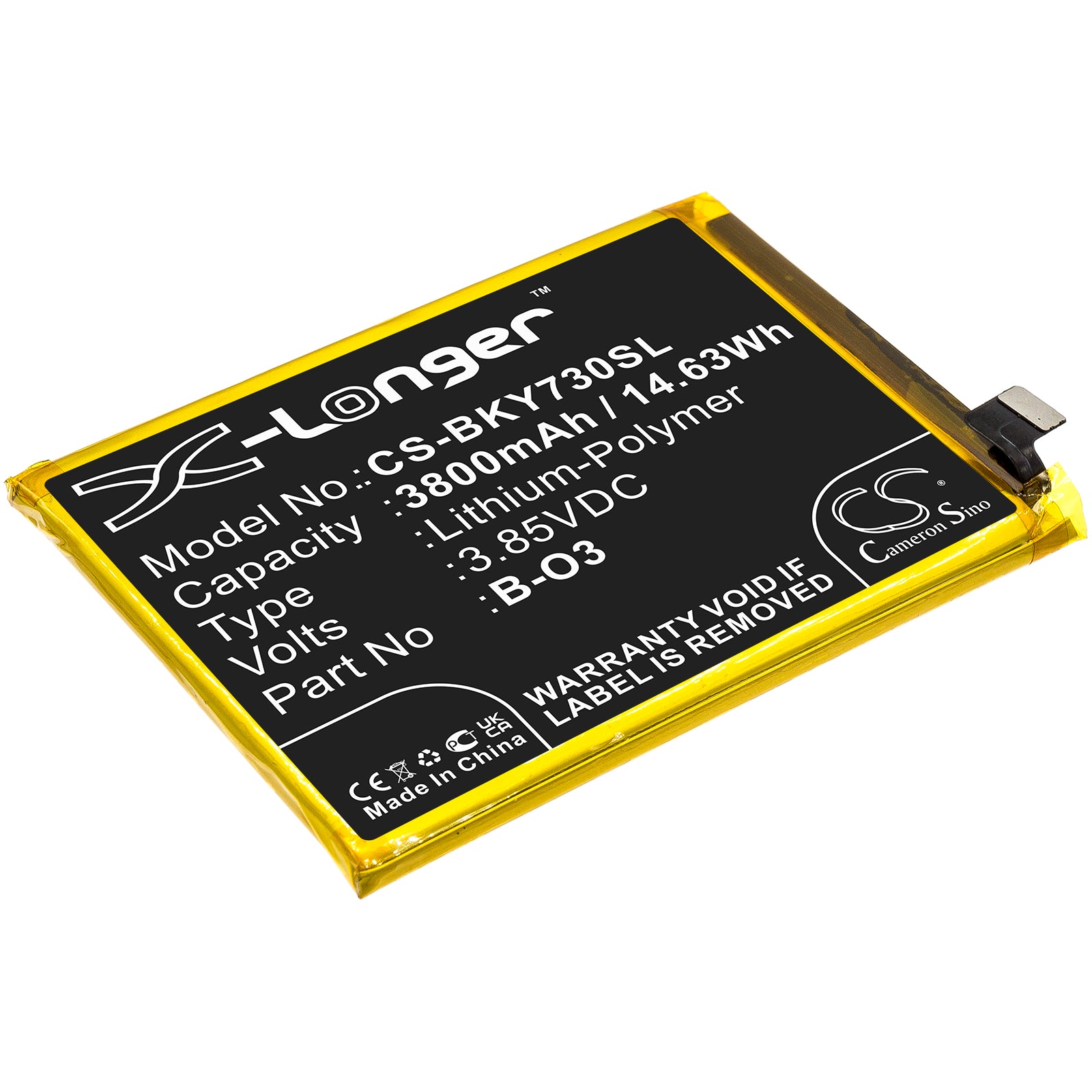 3800mAh Replacement Battery for VIVO Y73s 5G, S7e 5G - V2031A, V2031EA (B-O3) - 3.85V Li-Polymer Battery
