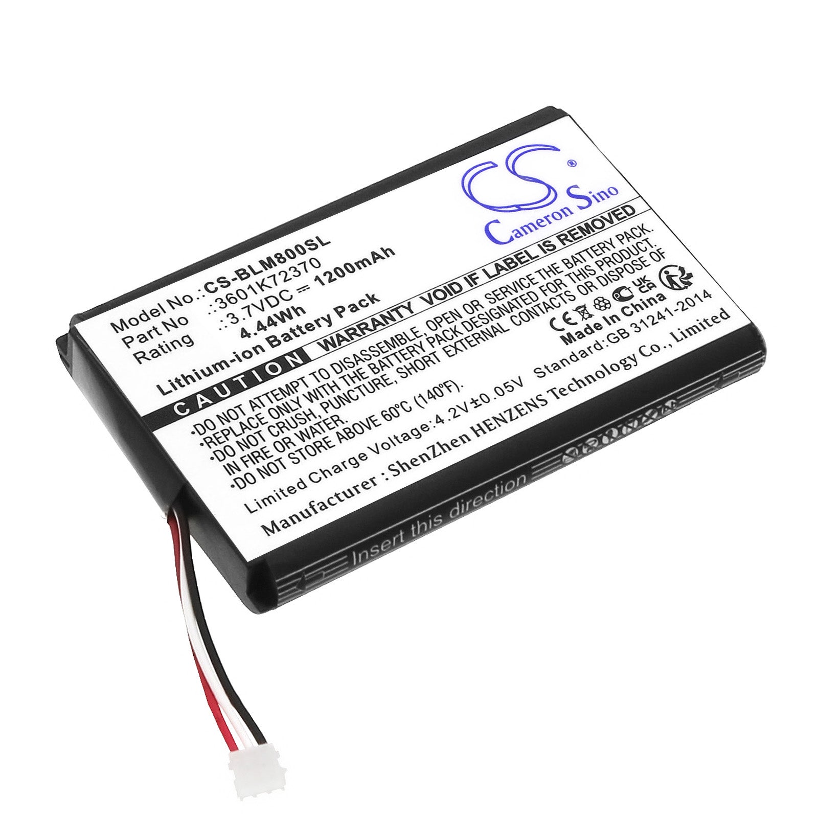 Bosch GLM80 & GLM100 Laser Measurer Replacement Battery - 3.7V 1200mAh Li-ion - 2609169034, 3601K72370
