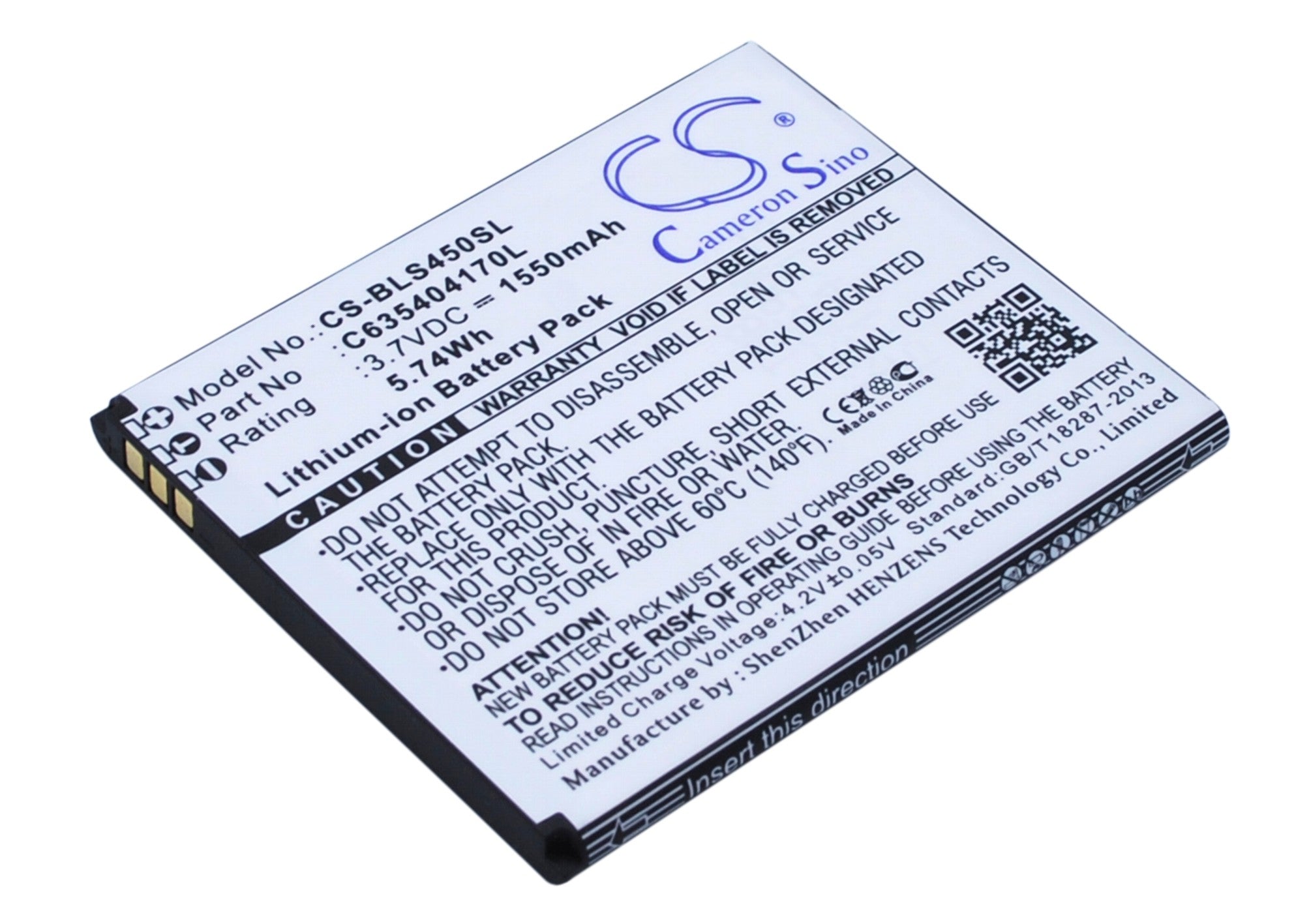1550mAh Replacement Battery for BLU Star 4.5 & S450 Smartphones - 3.7V Li-ion Power Upgrade