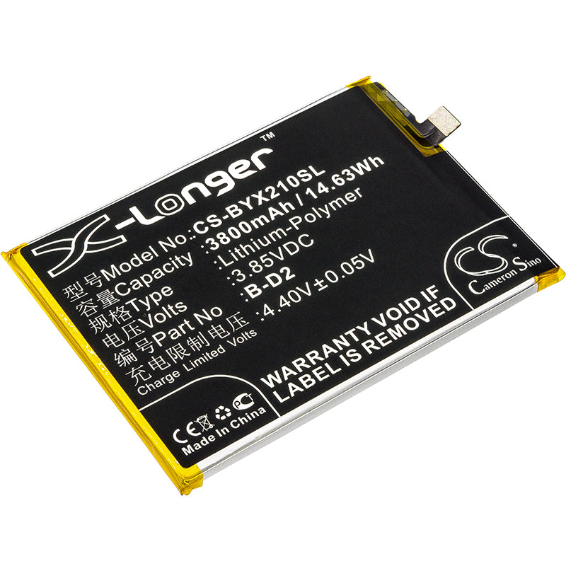 3800mAh Replacement Battery for Vivo X20 Plus Smartphones - B-D2, 3.85V Li-Polymer, Direct Fit
