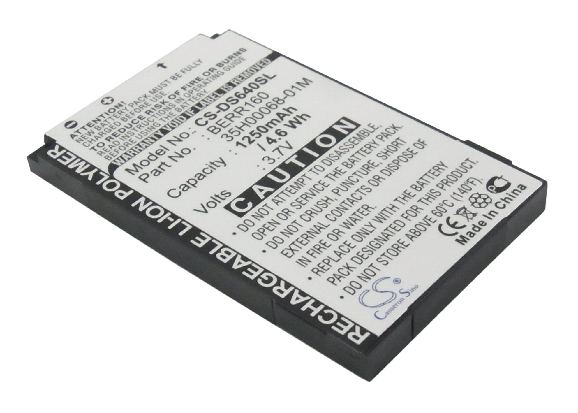 1250mAh 3.7V Li-Polymer Replacement Battery for HTC Iris, S640, Iris 100 (BERR160, 35H00068-01M)
