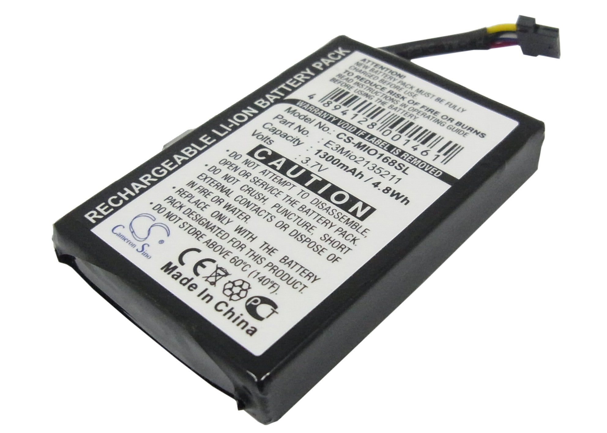 1300mAh 3.7V Li-ion Replacement Battery for MyGuide 3500, Airis N509/T605, Mitac Mio 168 & Navman GPS