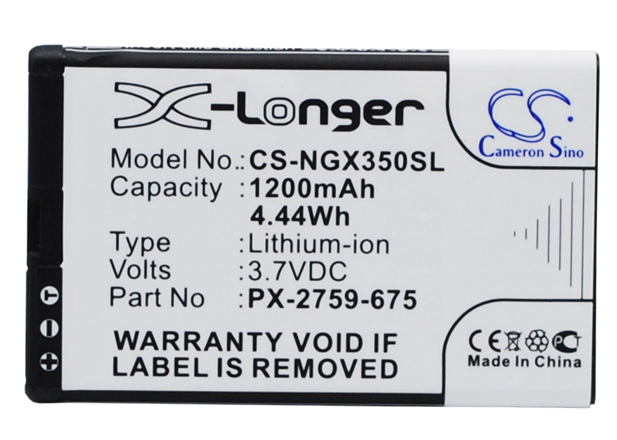 1200mAh Battery for Navgear SLX-350 & TourMate SLX-350 GPS Navigator - 3.7V 4.44Wh Replacement