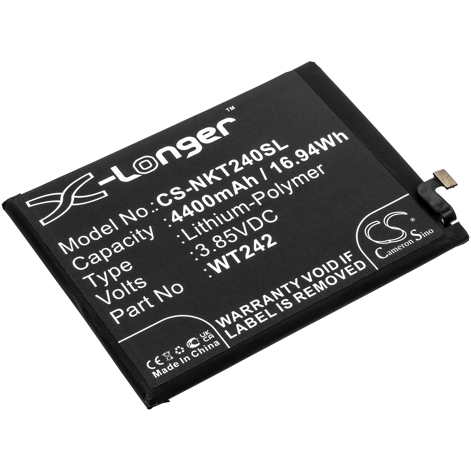 4400mAh Replacement Battery for Nokia 2.4 - TA-1277, TA-1275, TA-1274, TA-1270 - 3.85V Li-Polymer, Phone Battery