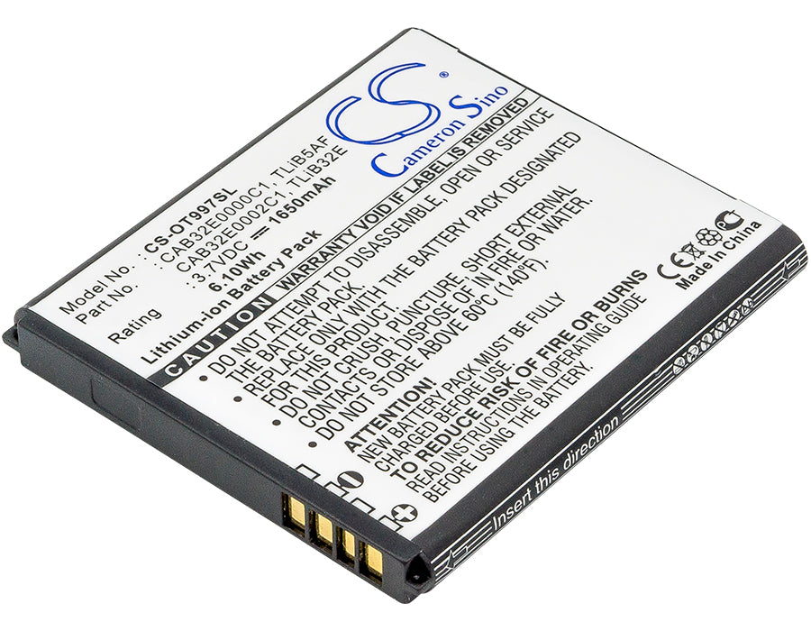 1650mAh Replacement Battery for Alcatel Pop C5 OT-997 Sapphire 2 MW40 Li-ion 3.7V - Extended Life, Phone Battery