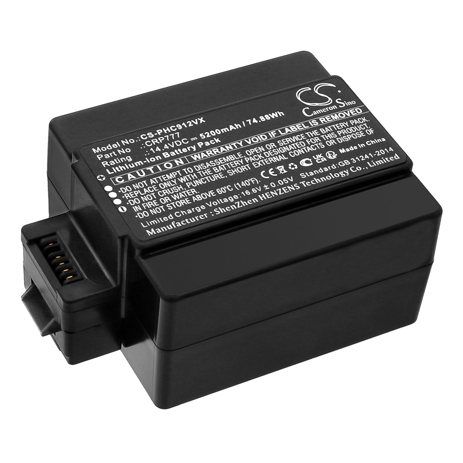 5200mAh Replacement Battery for Philips HomeRun FC9910 Robot Vacuum; 14.4V Li-ion, Also Fits Iclebo YCR-M04