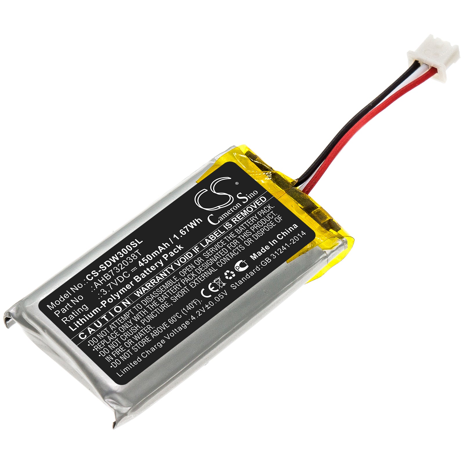 450mAh Replacement Battery for Sennheiser SDW/DW Wireless Headsets - 3.7V, 1.67Wh - Office & Call Center Use
