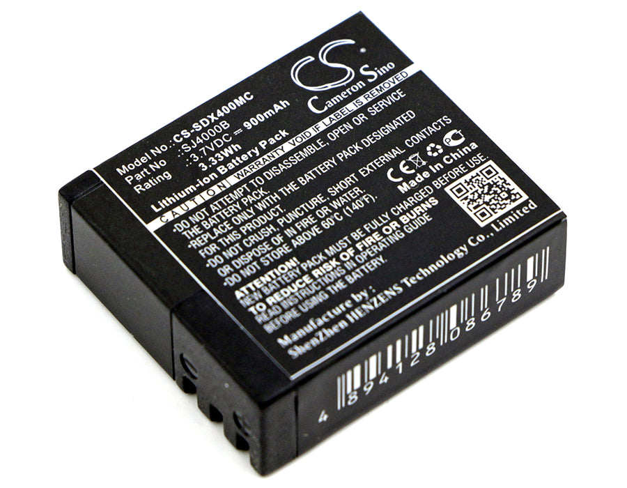 900mAh Battery for Cybernetik UHD 4K, SkyCam Pro 8000i, SJCAM SJ4000 Action Cameras - 3.7V Li-ion Replacement