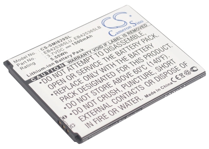 1500mAh Replacement Battery for Samsung Galaxy Duos GT-I8262D, Style Duos, SCH-i829, GT-I8268 - 3.7V Li-ion