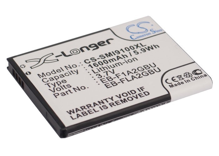 Galaxy S2 Battery Replacement: 1600mAh Li-ion 3.7V for GT-I9100, Hercules, Size 58.5x46x5.2mm