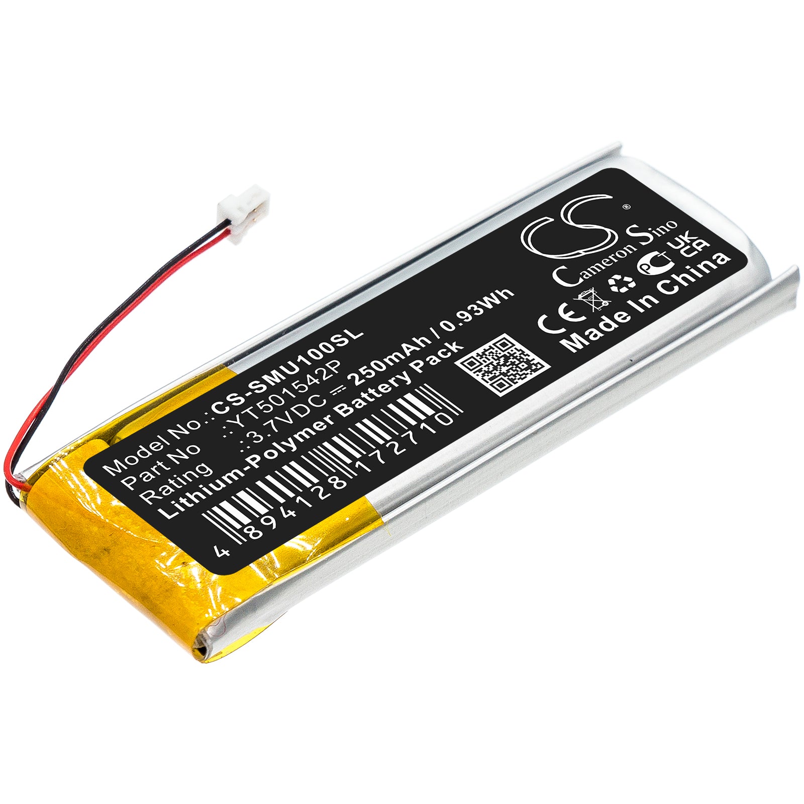 250mAh Replacement Battery for Sena 10U Motorcycle Helmet Headset - 3.7V Polymer, 42.5x12.5x5.15mm
