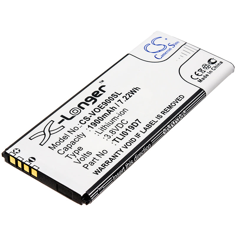 1900mAh Replacement Battery for Alcatel 1 Dual SIM & Vodafone Smart E9 TLI019D7 - 3.8V Li-ion