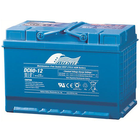 Fullriver DC60-12 12V 60Ah AGM Battery - Deep Cycle, Solar, RV, Marine, Backup Power, Sealed Lead-Acid
