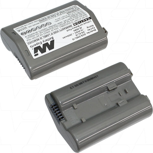 Professional EN-EL18 Camera Battery Pack 2.6Ah High-Capacity, 10.8V, 28.1Wh for Extended Shooting Sessions