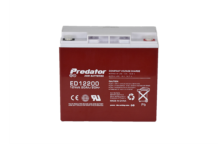 Predator 12V 20Ah AGM Deep Cycle Battery - Solar, Marine, & RV Use - ED12200 Reliable Power
