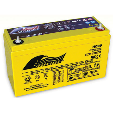 Fullriver HC30 12V 30AH AGM Starting Battery - High CCA, Deep Cycle, Motorsports, Marine, Vibration Resistant
