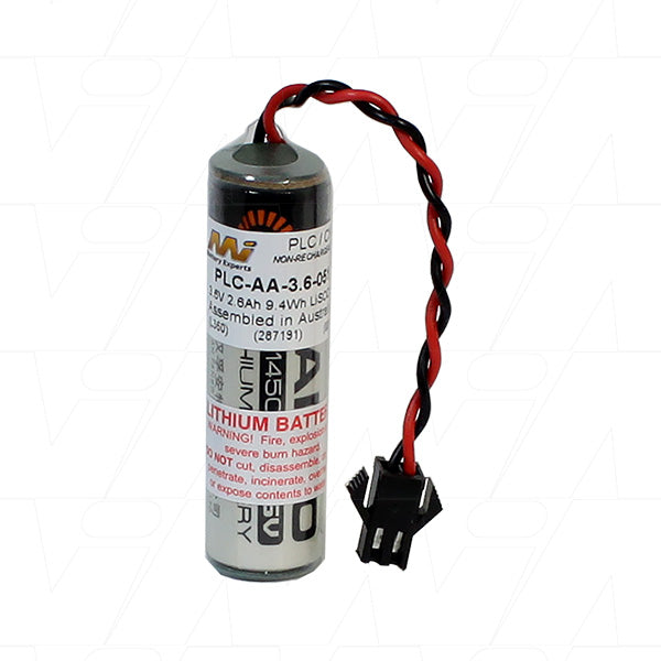 MI Battery Experts PLC-AA-3.6V 2.6Ah Lithium Thionyl Chloride Battery - Industrial Memory Backup Power for PLCs & Automation