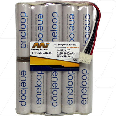 Professional-Grade 12V NiMH Battery Pack MI Battery Experts TEB-NOVA5000 - 4Ah Capacity, Dual 6V Config, 73x101mm, for Critical Applications