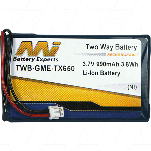 Professional TWB-GME-TX650 Two-Way Radio Battery 990mAh, 3.7V Li-ion, 19g Ultra-Light, Extended Talk Time for Security & Emergency Comms