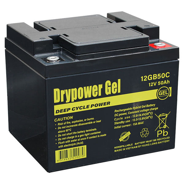 Drypower 12V 50Ah Gel Type SLA Cyclic Battery