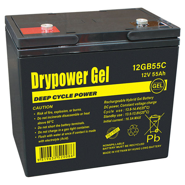 Drypower 12V 55Ah Gel Type SLA Cyclic Battery