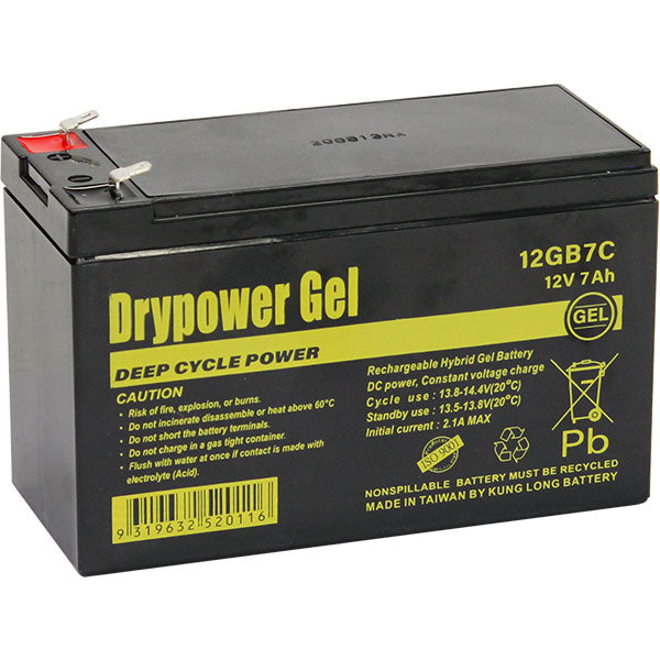 Drypower 12V 7Ah Gel Type SLA Cyclic Battery