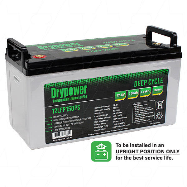 Drypower 12.8V 150Ah Lithium Iron Phosphate (LiFePO4) Rechargeable Lithium Battery - Up to 4 in Series Capable
