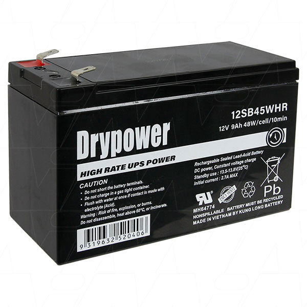 Drypower 12SB45WHR 12V 45W (9Ah) SLA Battery (for UPS-Standby)