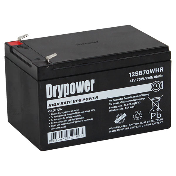 Drypower 12V 73W/Cell (10min) Sealed Lead Acid High Rate Battery for Standby and UPS