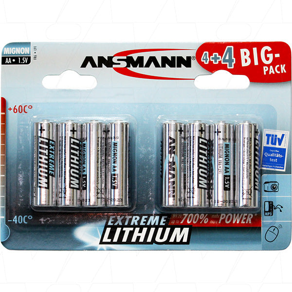 Ansmann 1512-0012-BP8 AA 1.5V Extreme Lithium Blister of 8