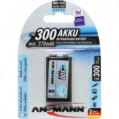 Ansmann 9V E Type 300mAh NiMH LSD Blister of 1