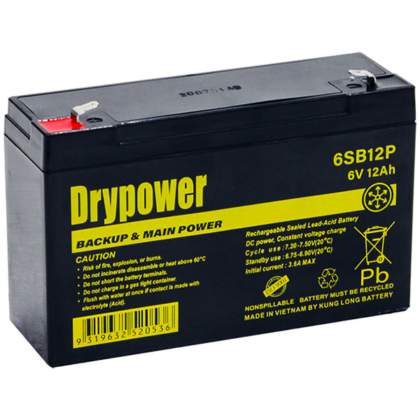 Drypower 6SB12P 6V 12Ah SLA Battery