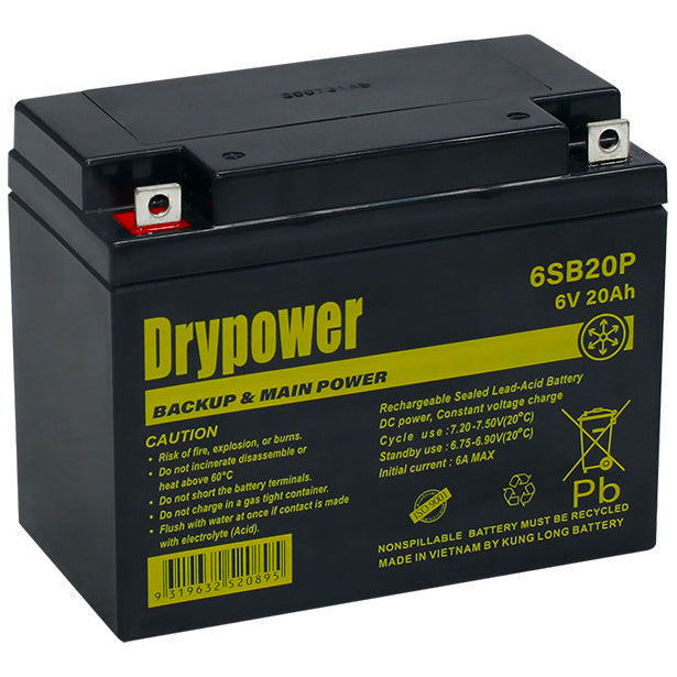 Drypower 6V 20Ah Sealed Lead Acid Battery