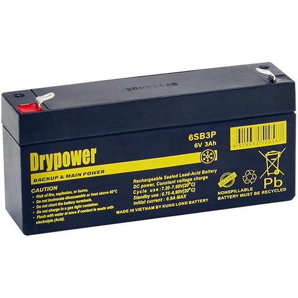 Drypower 6SB3P 6V 3Ah SLA Battery