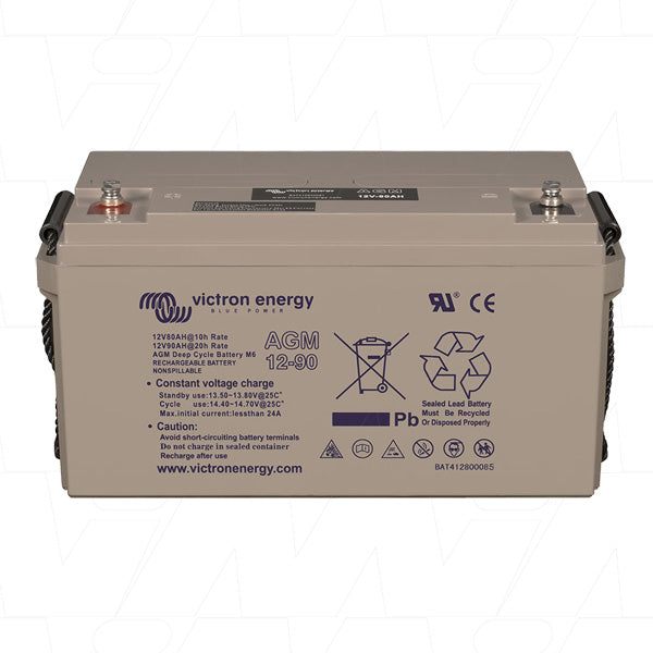 12V 90Ah (20HR) AGM Deep Cycle Battery - Threaded Insert type M6