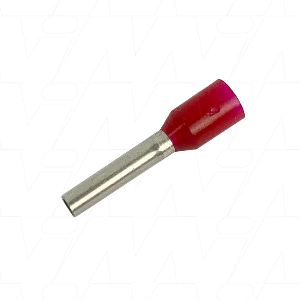 Bootlace Terminal Pin 0.75mm2 - Red 1.3mm ID / 1.7mm OD for 18-26 AWG