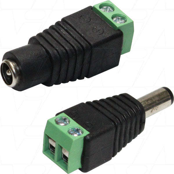 DC Male DC Plug 2.1mm to terminal block (male & female pair)