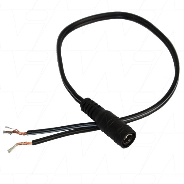 DC Jack Female Inline Cable Assembly 2.1mm ID x 5.5mm OD with 18AWG Figure 8 Twin Core Flat 300mm Lead