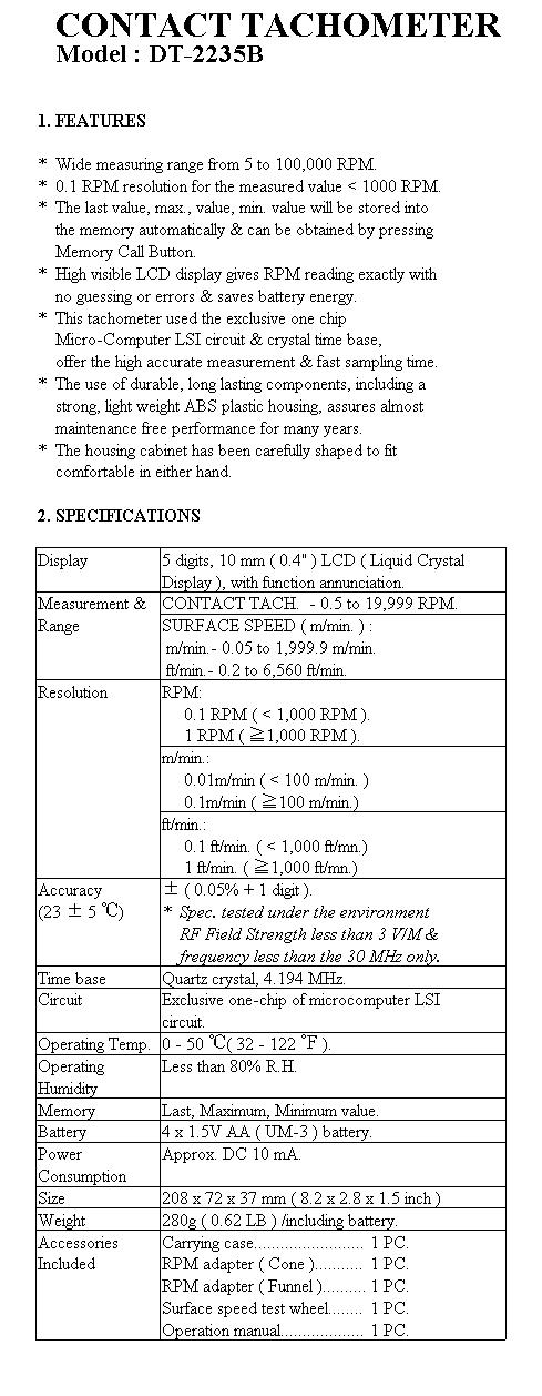 Tachometer - Contact Type