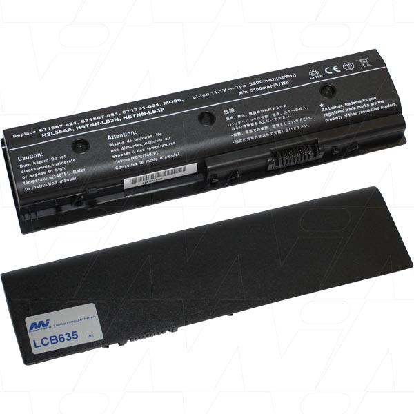 11.1V 58 Wh - 5200mAh LiIon Laptop Battery suit. For Hewlett Packard