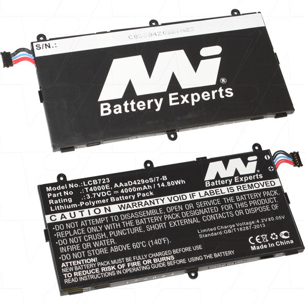 3.7V 14.80Wh - 4000mAh LiPo Laptop Battery