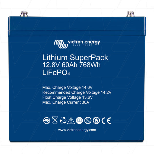 12V 60Ah LiFePO4 SuperPack Rechargeable Battery with Integrated BMS and Safety Switch BAT512060705