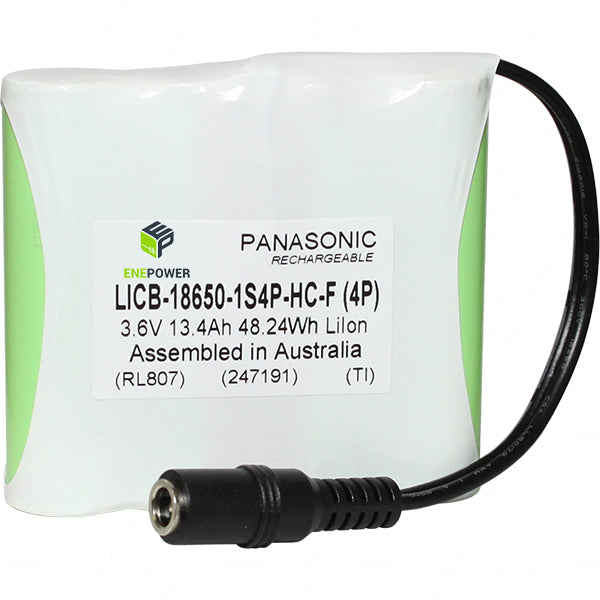 3.6V 13.4Ah High Capacity LiIon Battery with CE180 2.1mm DC Jack